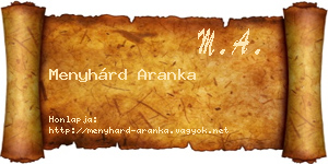 Menyhárd Aranka névjegykártya
